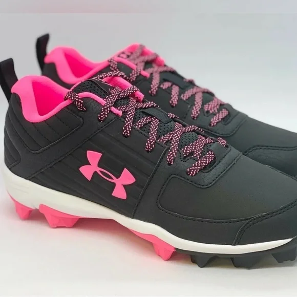 Under Armour Black and Pink Leadoff Low Rise softball cleats - Picture 1 of 8